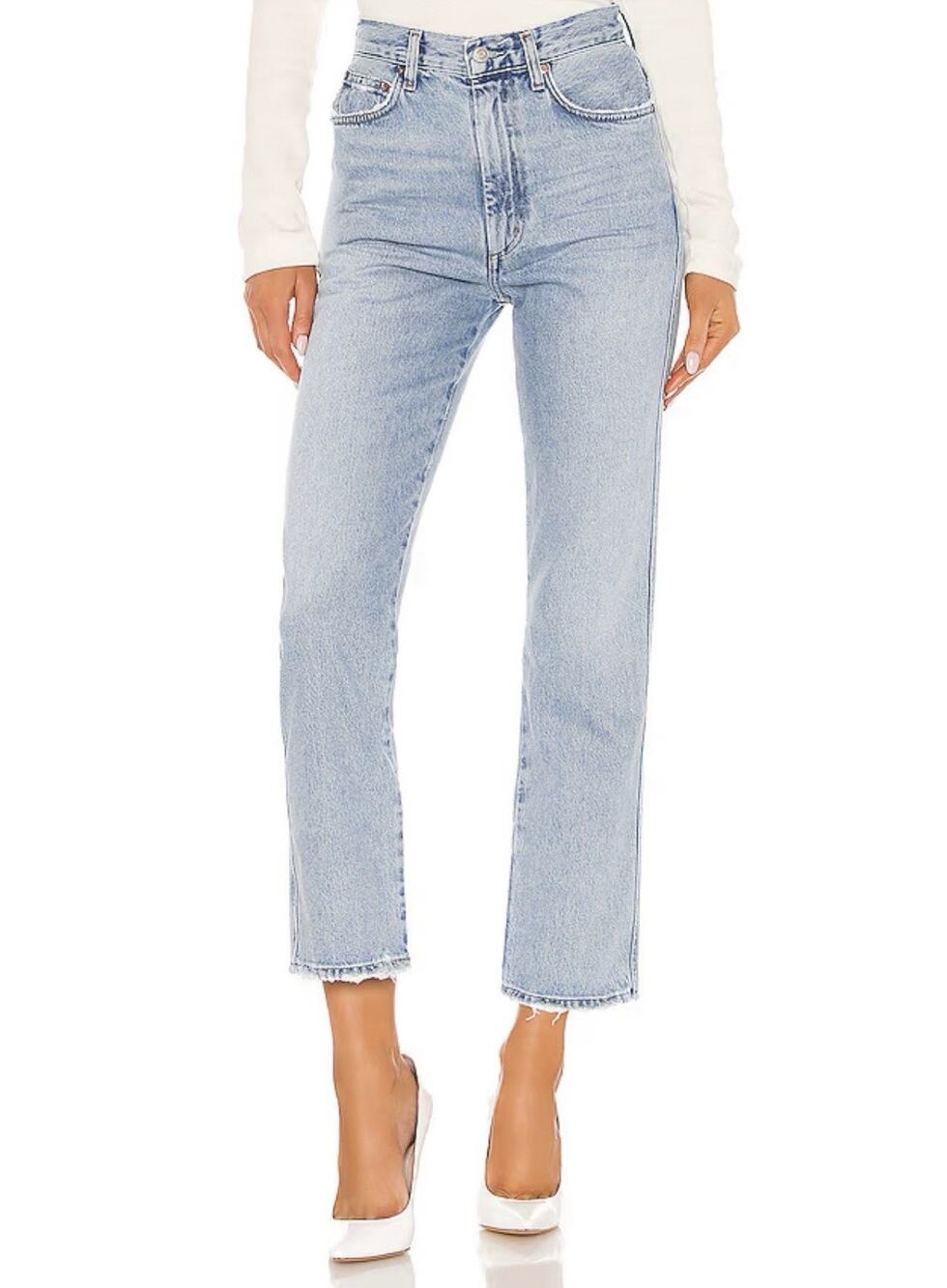 AGOLDE Pinch Waist High Rise Kick Jeans in Riptide Size 25 Light Wash Excellent